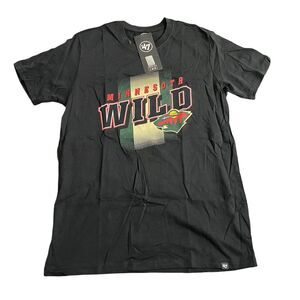 47 Brand Men's NHL Minnesota Wild Short Sleeve Hockey Shirt Jet Black NWT Size S